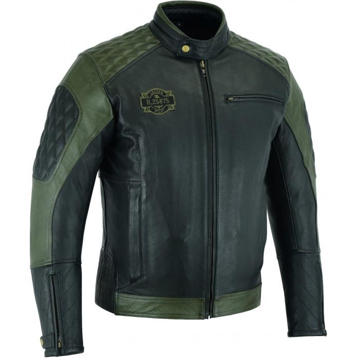 BLACK / GREEN LEATHER JACKET