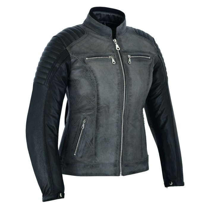 BLACK / GREY LEATHER JACKET