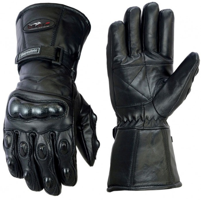 THERMAL WATERPROOF CARBON KNUCKLE WINTER MOTORBIKE GLOVES