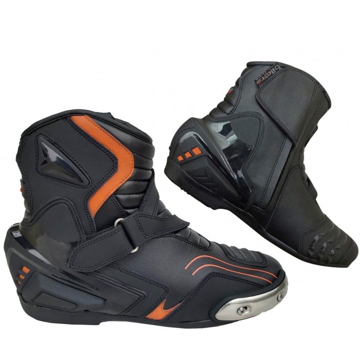 ORANGE/BLACK MENS MOTORBIKE SHORT BOOTS