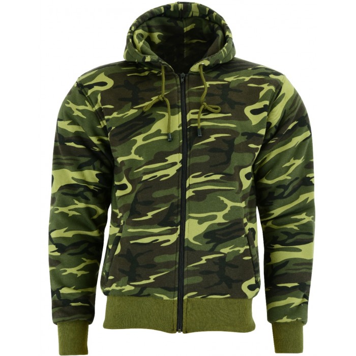 MENS MOTORBIKE GREEN CAMO HOODIE