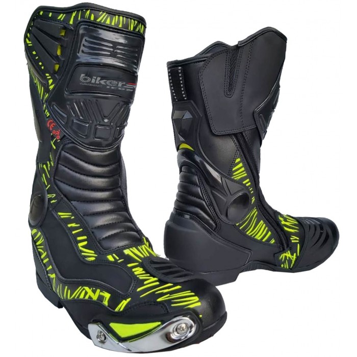 MENS BLACK & HIVIZ MOTORBIKE SPORTS BOOTS