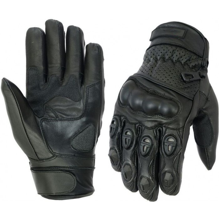 MENS MOTORBIKE PERFORATED LEATHER GLOVES