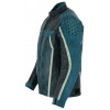 CYAN CHECKER LEATHER JACKET